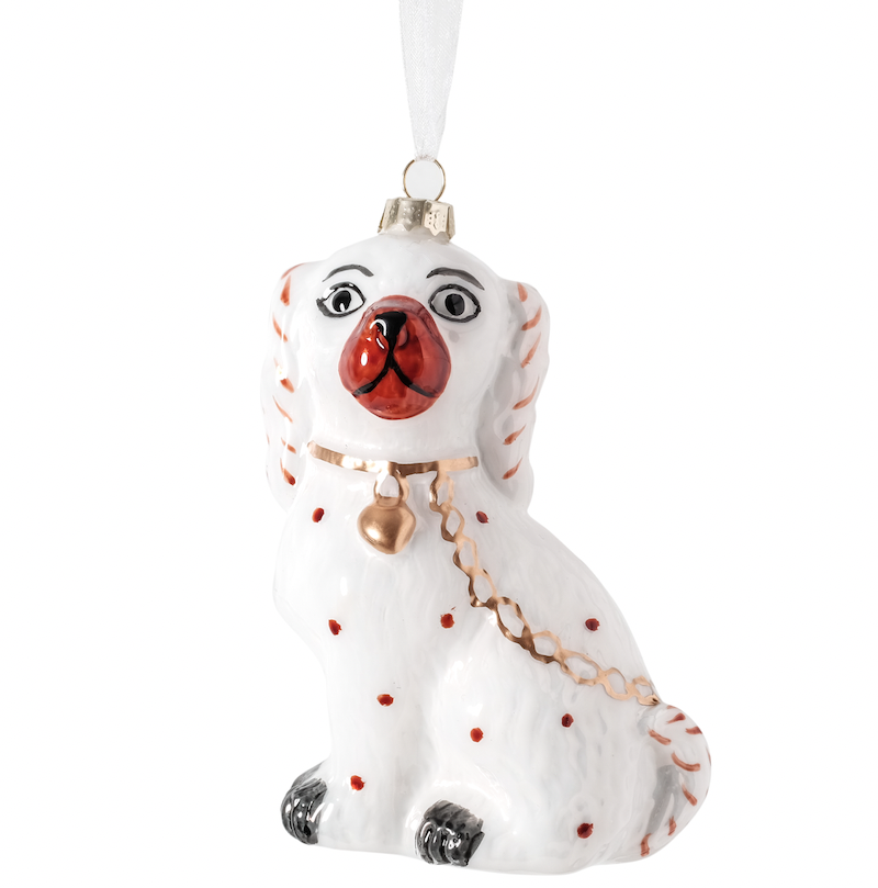 Ivory and Gold Staffordshire Dog Ornament