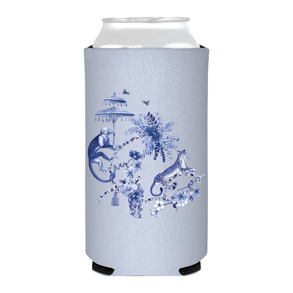 Chinoiserie Exotic Monkey Leopard Elevated Slim Can Cooler