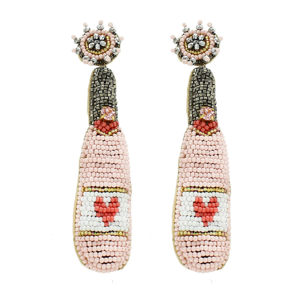 Pink Heart Champagne Earrings